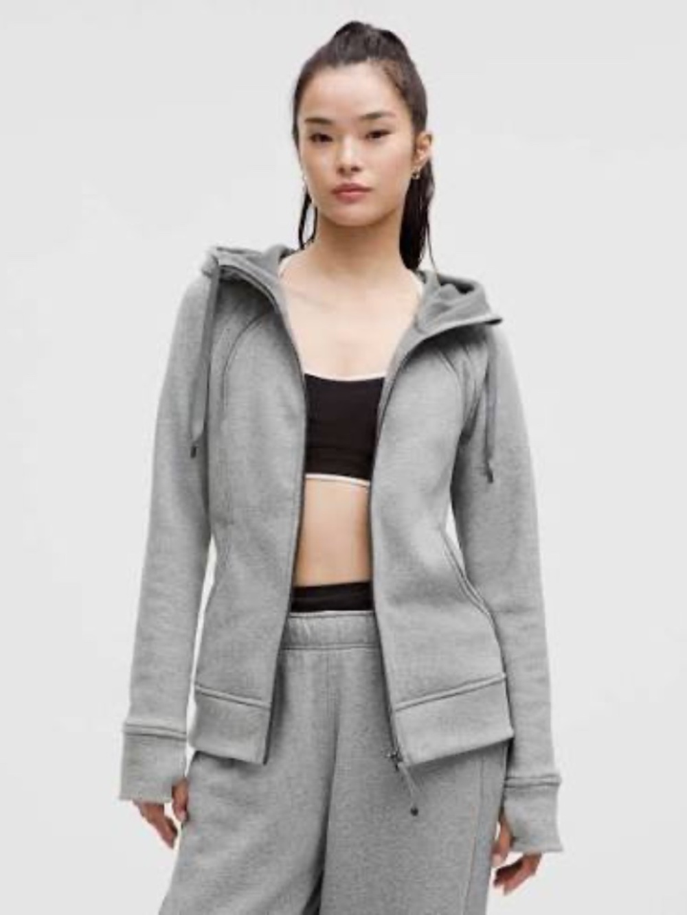Lululemon scuba hoodie size 8 light grey gray zip up